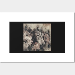 Horses Abstract Neutral Color Horse Lover Art Posters and Art